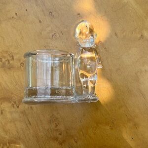 1915 KEWPIE DOLL Comic Signed Glass Toothpick Jewelry Ring Holder Antique